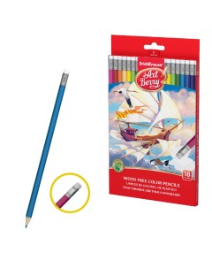 Пластиковые цветные карандаши с ластиком шестигранные 18 цветов стираемые Artberry