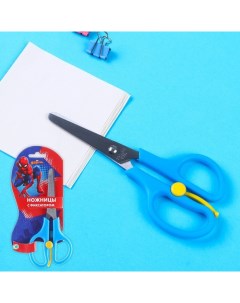 Ножницы детские 13 см безопасные пластиковые ручки с фиксатором Человек Паук МИКС Nobrand
