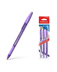 Набор ручек шариковых 3 штуки R 301 Violet Stick Grip узел 0 7 мм чернила фиолетовые Erich krause