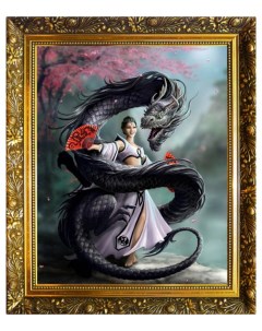 Алмазная мозаика Девушка с драконом 51 цвет Милато