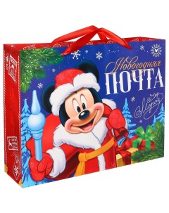 Пакет ламинат горизонтальный Новогодняя почта 40 x 31 x 11 5 см Микки Маус и его друз Disney