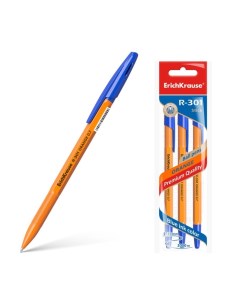Набор ручек шариковых 3 штуки R 301 Orange Stick узел 0 7 мм чернила синие Erich krause