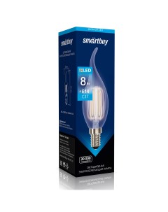 Лампа светодиодная E14 свеча на ветру C37 8Вт 4000K нейтральный свет 750лм филаментная SBL C37FCan 8 Smartbuy