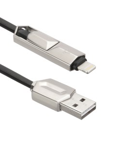 Кабель USB USB 2 0 microBM дополнительный разъем Lightning 8 pin 1м черный U924 PMB Acd