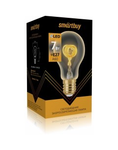 Лампа светодиодная E27 груша A60 7Вт 3000K теплый свет 420лм филаментная SBL A60Art 7 30K E27 Smartbuy