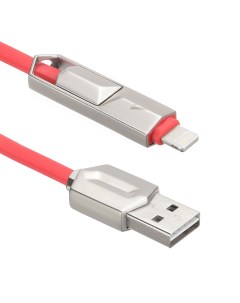 Кабель USB USB 2 0 microBM дополнительный разъем Lightning 8 pin 1м красный U924 PMR Acd
