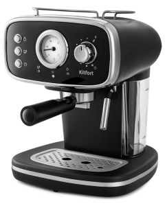 Кофеварка рожковая KT 736 1 1 кВт кофе молотый 1 2 л ручной капучинатор черный серебристый Kitfort