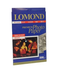 Фотобумага A4 200 г м полуглянцевая 20 листов односторонняя 0102149 для струйной печати Lomond