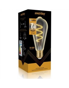 Лампа светодиодная E27 трубка ST64 7Вт 3000K теплый свет 420лм филаментная ST64 7W 3000 E27 ART SBL  Smartbuy