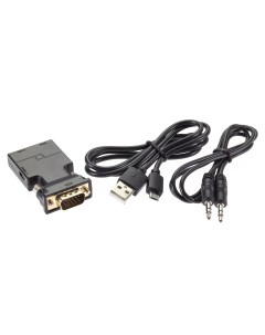 Переходник адаптер HDMI F VGA M audio microUSB 5 см черный CA337 Vcom