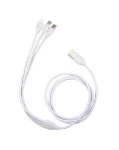 Дата кабель 3в1 USB microUSB Lightning Type C 2A белый УТ000022585 Mobility