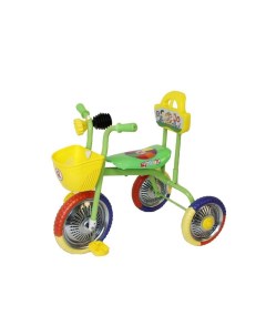 Велосипед трехколесный без ручки с клаксоном d колес 10 и 8 зеленый Kinder