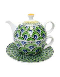 Чайник Porcelana Bogucice Pavone с чашкой 1 персона 2 предмета Nobrand