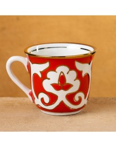Чашка чайная Пахта красная в золоте 0 2 л Шафран