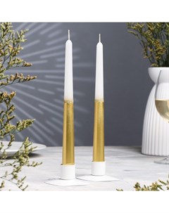 Набор свечей античных 2 3х 24 5 см 5 ч 55 г 2 штуки золотисто белый Омский свечной