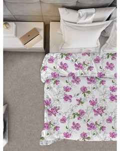 Пододеяльник 1 5 спальный из бязи Цветы сакуры на белом фоне Galtex