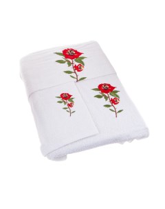 Полотенце e Роза 40 x 60 см и 60 x 110 см и 100 x 150 см махровое белое 3 шт Grand textil