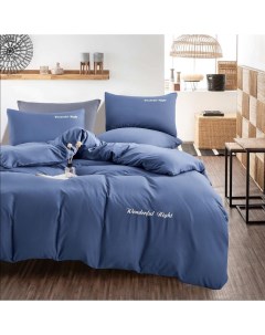 Комплект постельного белья Однотонный с вышивкой Евро Сатин Alanna