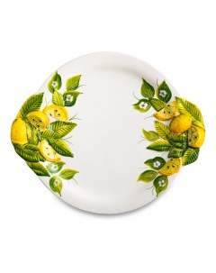 Тарелка для вторых блюд Лимоны и цветы 30 см белая Edelweiss