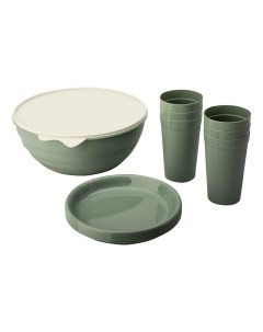 Набор посуды для пикника на 6 персон полипропилен темно зеленый 13 предметов Phibo