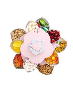 Коробка для сладостей конфетница FLOWERS OVERFLOW CANDY BOX двухъярусная розовая Style home