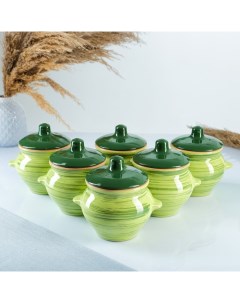 Набор посуды для готовки 5 с ручками 6 шт по 0 5 л зеленый Борисовская керамика