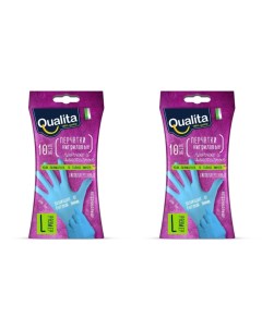 Перчатки хозяйственные нитриловые размер l 10шт 2 упаковки Qualita