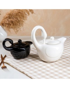 Чайный набор Лебеди 2 предмета чайник 1 л сахарница 0 5 л Керамика ручной работы
