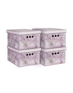 Коробка для хранения Lavande складная 25 x 33 x 18 5 см набор 4 шт Valiant