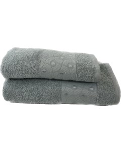 Махровые полотенца набор банное 70х130 лицевое 50х80 серый Bravo