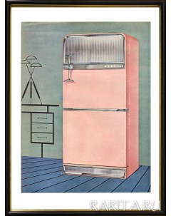 Винтажный рекламный постер Новинки бытовой техники 1956 года Холодильник Nobrand