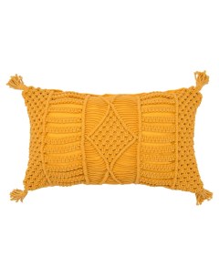 Чехол на подушку макраме горчичного цвета из коллекции ethnic 35х60 см Tkano