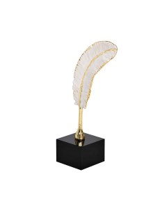 Статуэтка Гарда Декор Белое перо с золотом на подставке Garda decor
