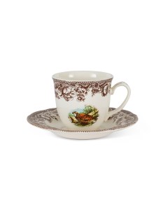Чашка чайная с блюдцем 9 см разноцветный Coincasa