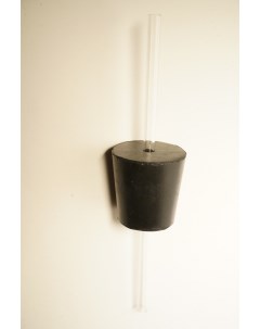 Пробка черная резиновая конусная 45 со стеклянной трубкой диаметром 8 мм Nobrand
