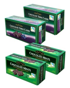 Темный шоколад с мятной и смородиновой начинкой в пластинках 4шт по 200 г Maitre truffout