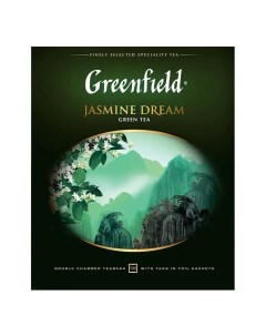 Чай Jasmine Dream зеленый с жасмином 100 пакетиков в конвертах по 2 г Greenfield