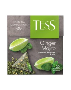 Чай Ginger Mojito зеленый с ароматом мяты и лайма 20 пирамидок по 1 8 г 2шт Tess