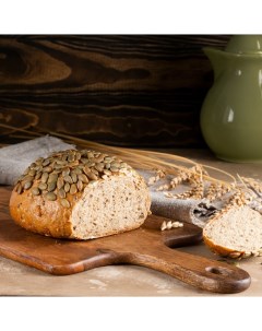 Хлеб ПЕКАРНЯ половинка ржаной с семенами льна и тыквы 200 г Мясновъ