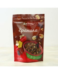 Гранола БУФЕТ овсяная банан шоколад и арахис 160 г Мясновъ