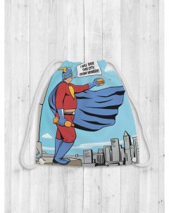 Мешок для обуви детский Супергерой в городе голубой Joyarty