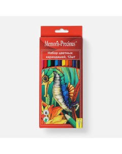 Цветные карандаши пластиковые шестигранный корпус 12 шт Memoris-precious