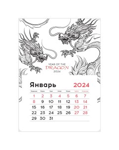 Календарь отрывной на магните на 2024г Mono Символ года 355838 7 шт Officespace