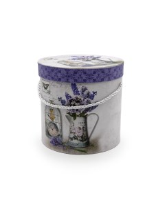 Коробка Цилиндр 85671 фиолетовые цветы на белом 18 17 2 см набор 3 шт Айрис