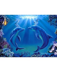Алмазная мозаика стразами Влюблённые дельфины 00114263 30х40 см Ripoma