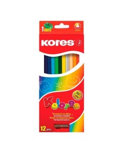 Карандаши цветные трехгранные с точилкой 12 цветов Kores