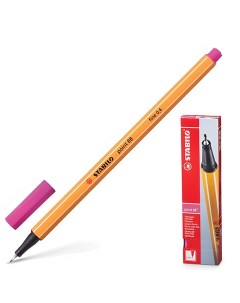 Ручка капиллярная линер Point комплект 10 шт РОЗОВАЯ корпус оранжевый линия Stabilo