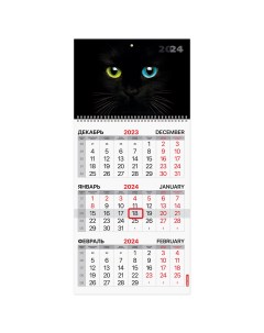 Календарь квартальный 3 блока на 2024г Cat s eyes 115309 3 шт Brauberg