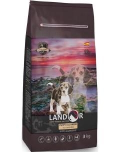 Puppy сухой корм для щенков всех пород от 1 до 18 месяцев Утка рис 15 кг Landor