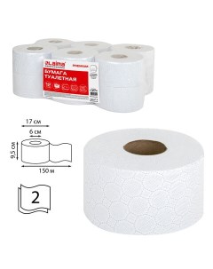 Бумага туалетная Premium T2 слоев 2 листов 1200шт длина 150м белый 12шт 112516 Laima
